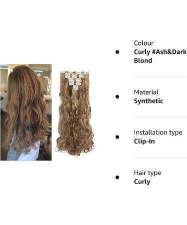Ash & Dark Blond Ombre Clip-In Hair Extensions - 24 inch Curly Hairpiece (8 Pieces, 18 Clips) - Buy Online on GoSupps.com