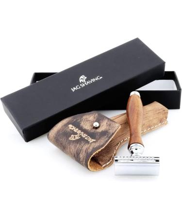 JAG Shaving Razor Hobel - Sustainable Double-Edged Razor with Leather Case | Eco-Friendly Shaving Gift Set for Men & Women - Buy Online on GoSupps.com