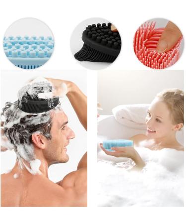 3 Pack Silicone Body Scrubber Set - Exfoliating Bath Shower Brush for Skin - Men, Women, Kids - Pink, Blue, Black - Buy Online on GoSupps.com