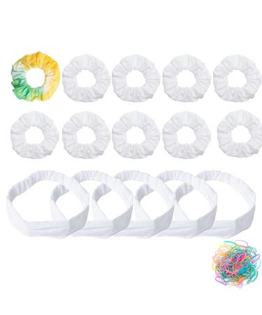 10 Pcs White Cotton Scrunchies for Tie Dye Party Supplies with 5 Pcs White Headband Hair Elastic Hair Ties Pony Tail Holder for Women Non-slip Head Wrap Hair Accessories