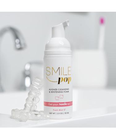 Smile Pop Mint Aligner Cleaner & Whitener Foam - Hydrogen Peroxide Retainer Cleaner for Invisalign, Dentures, Essix Trays - Fights Bad Breath, Brightens Teeth, Kills Germs - Buy Online on GoSupps.com