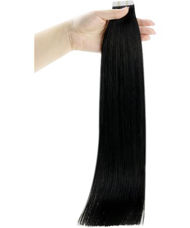 RUNATURE Jet Black Tape in Hair Extensions 12 Inch 30g - Remy Human Hair 1-Tape #1 - Buy Online on GoSupps.com