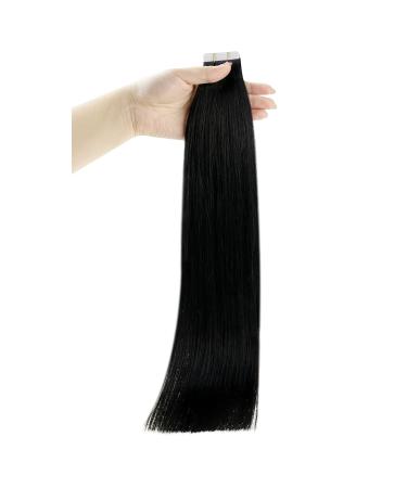 Runature Virgin Real Hair Tape In Extensions - Black Remy 50cm (20 Inch) 25g - Natural Look #1 Stucco Color - Buy Online on GoSupps.com