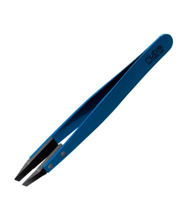 Rubis Classic Techno Stainless Steel Tweezers for Precise Eyebrows and Hair Removal  Slanted Polymer Tips  1KS109  Made in Switzerland  Blue