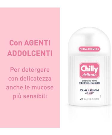  Italian Gourmet E.R. Chilly Delicato 6-pack of intimate cleansers for intimate hygiene with odor-fighting molecule Gentle and soothing formula pH 5 200 ml + Italian Gourmet polpa 400 g - Buy Online on GoSupps.com