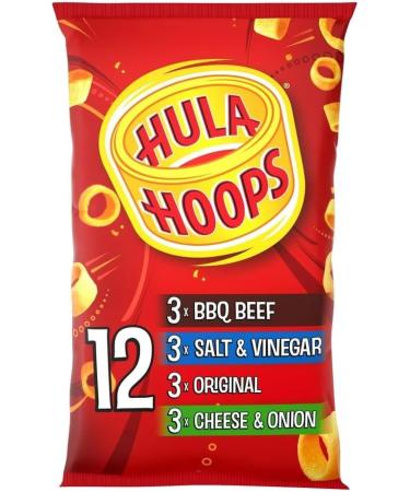 Hula Hoops Variety Multipack Crisps (48x24g) BBQ Beef Salt & Vinegar Cheese & Onion & Original - Boxed Treatz - Buy Online on GoSupps.com