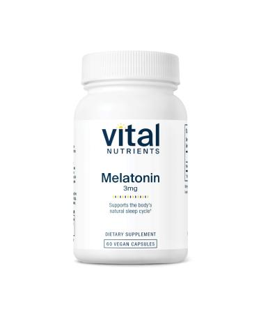 Vital Nutrients Melatonin 3mg | Vegan | Low-Dose Melatonin | Sleep Supplement to Support The Body's Natural Sleep Cycle* | Gluten Dairy Soy Free | 60 Capsules 60 Count (Pack of 1)