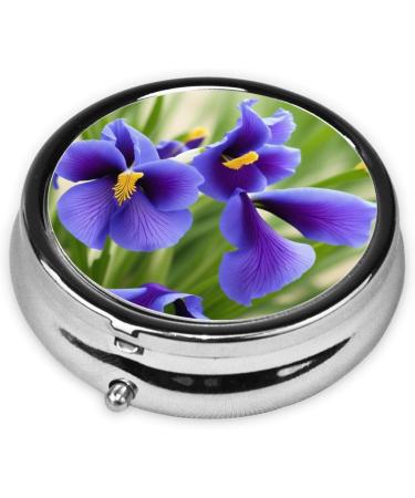 Violets Flower Mini Round Pill Box | 3 Compartment Portable Pill Organizer for Travel Home & Office - Buy Online on GoSupps.com