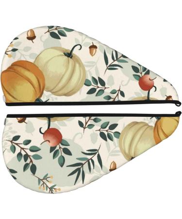 Autumn Pumpkins Leaves Apples Hair Towel Wrap - Super Absorbent Microfiber for Women | Quick Dry Coral Velvet for Long Curly & Thick Hair - Buy Online on GoSupps.com