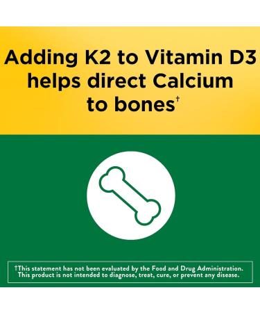 Nature Made Vitamin D3 K2 5000 IU (125 mcg) Vitamin D Dietary Supplement for Bone Teeth Muscle and Immune Health Support 30 Softgels 30 Day Supply - Pack of 2 - Buy Online on GoSupps.com