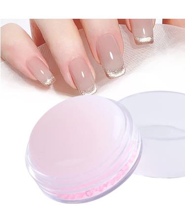 NICENEEDED Silicone Jelly Nail Art Stamper Milky White Nail Stamper With Pink Diamond Clear Soft Stamp With Lid