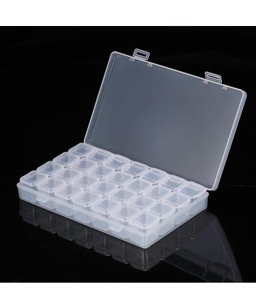 28 Slots Clear Nail Art Rhinestone Gem Bead Storage Box for Manicure Design