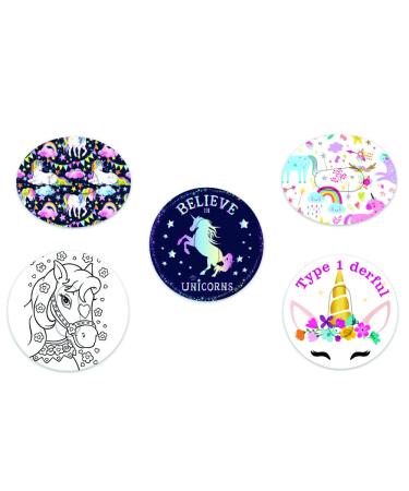 Dexcom G6 Unicorn Theme precut Adhesive Patches 5 Pack. Split Backing.