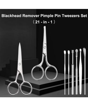 Blackhead Remover Pimple Squeezing Tool Set with Tweezers, Scissors, and Earwax Remover Kit - Nose & Face Care Essentials - Buy Online on GoSupps.com