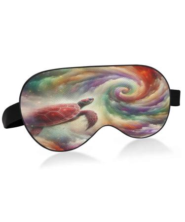 Rainbow Turtle Magical Sleep Mask Light Blocking Eye Mask for Sleeping with Adjustable Strap Watercolor Artistic Soft Lightweight Eye Cover Blindfold for Men Women Work Travel Naps