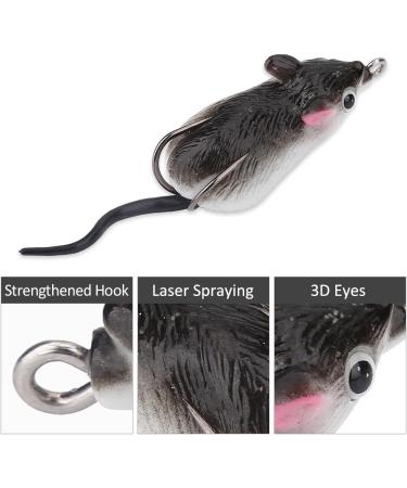 2pcs Freshwater Soft Rubber Mouse Rat Fishing Lures - Dual Hook Bass Bait in Dark Grey - Buy Online on GoSupps.com