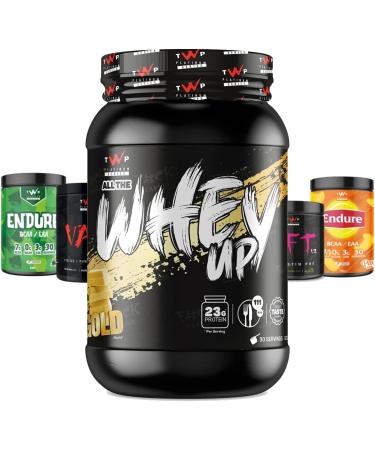 TWP Nutrition Platinum Series All The Whey Up Protein Powder Shake 23g Whey Protein Low Fat Low Carbs 2.1kg/900g & 70/30 Servings (Gold 900g) Gold 900g - Buy Online on GoSupps.com