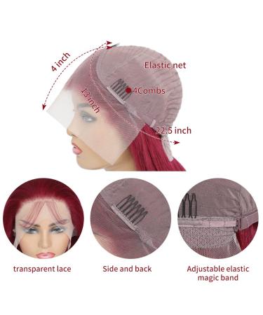 Xeparlo 99J Burgundy Lace Front Human Hair Wig 20 Inch | Pre Plucked 13x4 Straight Wine Red 99J Wig for Women | 150% Density with Baby Hair | Colored 99J Lace Front - Buy Online on GoSupps.com