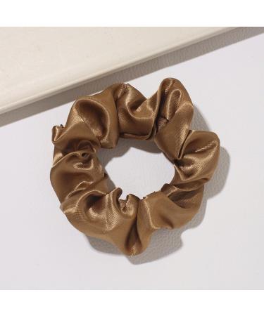 Satin Solid Color Scrunchies Elastic Hair Bands Women Girls Hair Accessories Ponytail Holder Silk Hair Tie Scrunchies(Light brown)