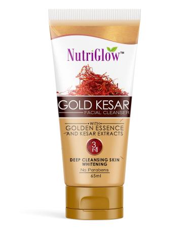 Nutriglow Gold Kesar Face Wash for Deep Cleansing Tan Removal Skin Tightening Non Foaming Face Wash All Skin Types No Sulphate 65 Ml