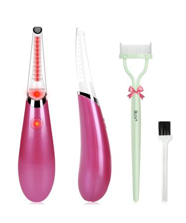 Heated Eyelash Curler Electric Eyelash Curlers USB Rechargeable Eye Lashes Curlers with Eyelash Comb 24 Hours Long-Lasting & Quick Natural Curling Lash Lift Tool for Women Girls