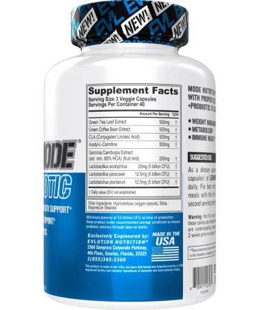 Evlution Nutrition Leanmode + Probiotic - 15 Billion CFUs Digestive Support Capsules (40 Servings) - Buy Online on GoSupps.com