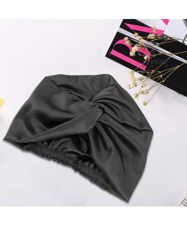 Mulberry Silk Hair Wrap for Sleeping | Double-Sided Sleep Cap | Silk Bonnet for Curly Hair | Black - Buy Online on GoSupps.com