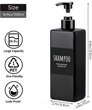 Segbewy Refillable Pumping Pump - 500ml Black Lotion & Shampoo Bottle 3-Pack with Labels - Ideal for Travel & Home Use - Buy Online on GoSupps.com