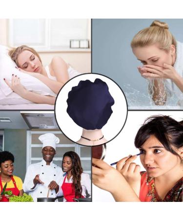 Wide Elastic Band Satin Hair Bonnet for Women - Navy | Soft Sleep Cap for Curly Hair Protection and Night Care - Buy Online on GoSupps.com