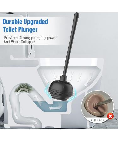 Uptronic Toilet Plunger & Brush Set with Holder - 2-in-1 Bathroom Cleaning Combo (Black) | Heavy Duty Bowl Brush with Modern Caddy Stand - Buy Online on GoSupps.com