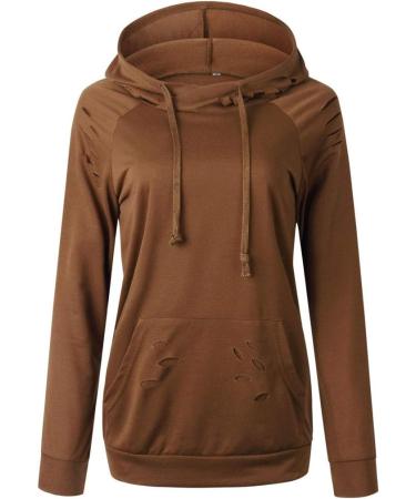 Bigfanshu Womens Dresses Pockets Long Sleeve Hoodies Sweatshirt Pullover Shirt Tops Blouse Brown - Buy Online on GoSupps.com