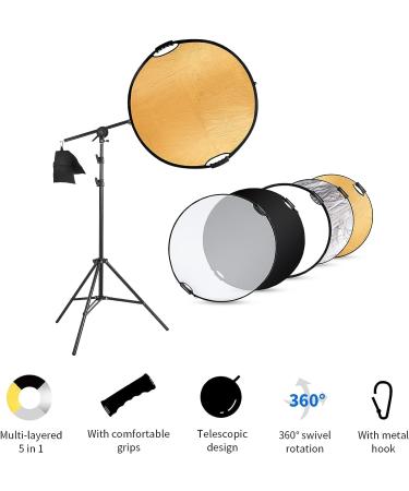 Selens 32in 5-in-1 Light Reflector Holder Stand Kit with Boom Arm - Studio Lighting Essentials - Buy Online on GoSupps.com