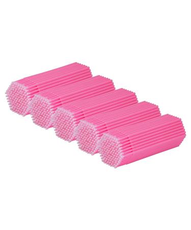 Cuttte 500 PCS Disposable Microbrush Applicators Microfiber Wands for Eyelashes Extensions and Makeup Application (Head Diameter: 2.0mm) Pink