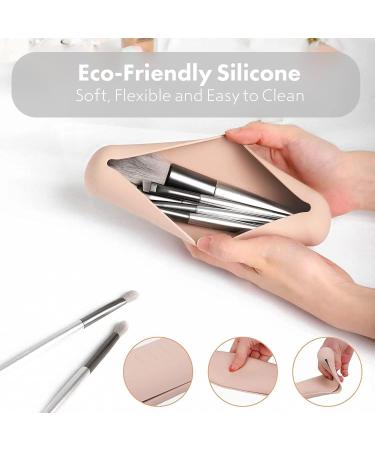 Travel Makeup Brush Holder & Cosmetic Pouch - Silicone Small Bag for Women - Creamy White - Buy Online on GoSupps.com