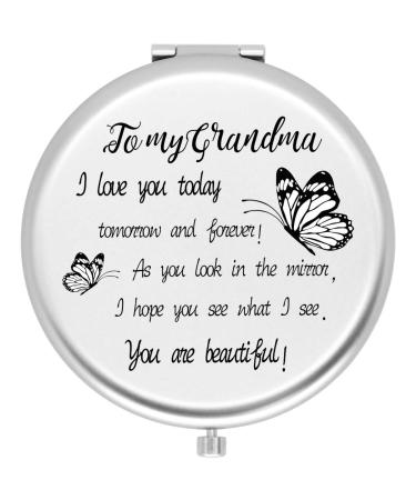 onederful Grandma Gifts Travel Compact Pocket Mirror for Grandma Birthday Thanksgiving Ideas for Grandma from Granddaughter Grandson-Grandma You are Beautiful (Silver)