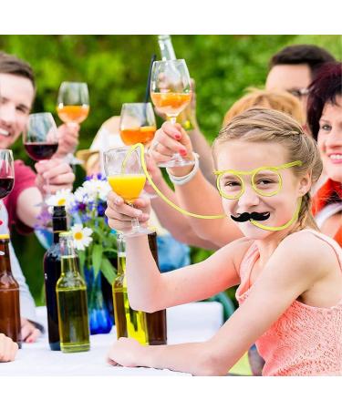 Funny Straw Glasses Silly Straw Glasses Crazy Straws Glass Straw with Mustache Bridal Shower Party Supplies Bar Accessories Reusable Drinking Straws(Green) - Buy Online on GoSupps.com