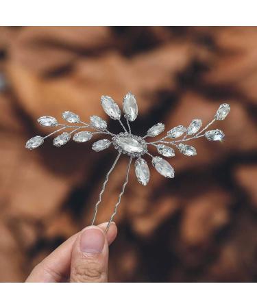 Casdre Crystal Bride Wedding Hair Pin Silver Bridal Hair Piece Wedding Hair Accessories for Women and Girls