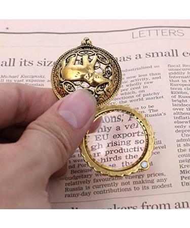 Elephant 5X Magnifier Antique Hanging Magnifier Portable Pocket Magnifying Glass Loupe Necklace Pendant Optical Magnifier Monocle Lens with Chain Necklace for Reading Maps Books Magazines Newspaper Gold-06 - Buy Online on GoSupps.com