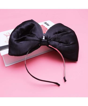 Minkissy Huge Bow Headband Candy Colored Hair Hoop Party Props Lovely Large Bowknot Hairband Party Props for Woman Girl(Black) - Buy Online on GoSupps.com