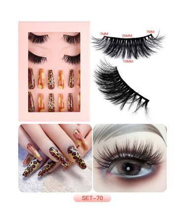 Faux Mink Manga Lashes & French Tip Coffin Press On Nails - Natural Look Anime False Eyelashes Set - Buy Online on GoSupps.com