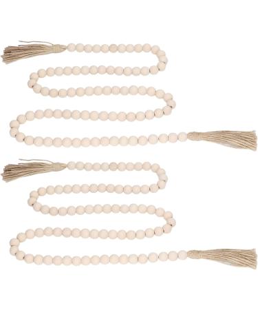 Wooden Bead Garland with Tassels - Rustic 16mm Boho Decor | 2 Pack Farmhouse Style Hemp Rope - Buy Online on GoSupps.com