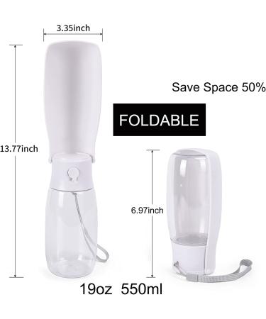 COFOETLN Dog Water Bottle 19oz White - Portable Leak Proof Dispenser for Travel and Walking - Dishwasher Safe Foldable Bowl Included - Buy Online on GoSupps.com