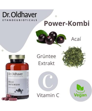 Dr. Oldhaver Acai Intensive - Highly Concentrated Acai Berry Capsules (120) with Green Tea Extract & Vitamin C | Gluten & Lactose Free for Energy Metabolism - Buy Online on GoSupps.com