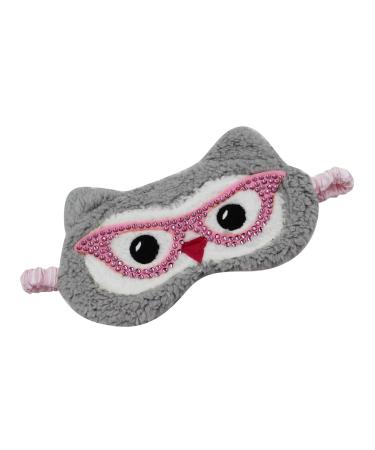 Cute Owl Sleep Masks Fluffy Soft Plush Eye Mask Soft Blackout Eye Cover Sliky Back for Kids Women Teens Girls Travel Nap Gray