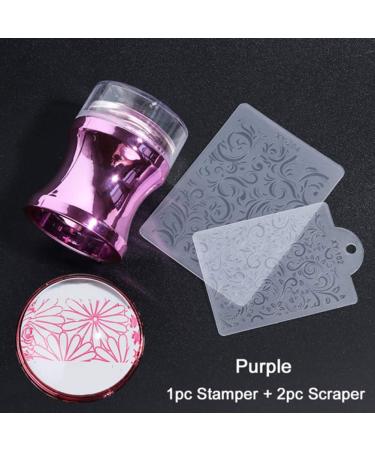 Nail Art Stamper 1Pcs Metal Handle Nail Art Stamper Clear Silicone Heads Nail Stamping DIY Soft Nail Art Stamping Template Nail Art Print Tool Accessories for Personal or Salon Use(Purple) - Buy Online on GoSupps.com