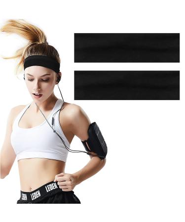 SULIVES Headbands for Women's Hair - Essential for Active Style Sport Headband Made From High-Stretch and Comfortable Fabric Black Headband Specifically designed for doing Workout Makeup Yoga