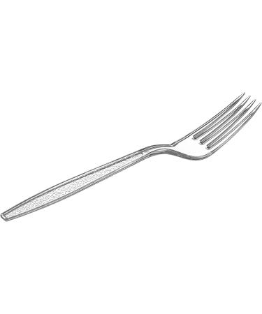 100 Pack Clear Plastic Forks - Heavyweight Disposable Utensils with Elegant Engraved Design - Buy Online on GoSupps.com