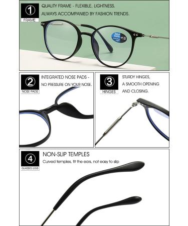Vevesmundo Multifocus Progressive Blue Light Filter Reading Glasses - Anti-Blue Light Bifocal Visual Aid for Men Matt Black - Buy Online on GoSupps.com