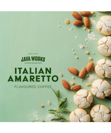Java Works Coffee - Italian Amaretto Flavoured Coffee | 340 grams | Medium Roast | Whole Bean Italian amaretto 340 g (Pack of 1) - Buy Online on GoSupps.com