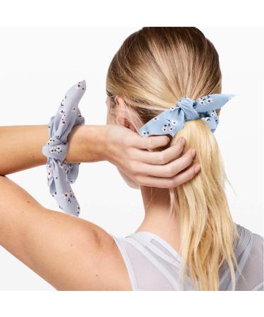 18 PCS Bow Scrunchies Hair Accessories - Chiffon Satin Silk with Bow Scarf - Solid Stripe Flower Colors - Ponytail Holder with Rabbit Bunny Ear BowKnot - Buy Online on GoSupps.com